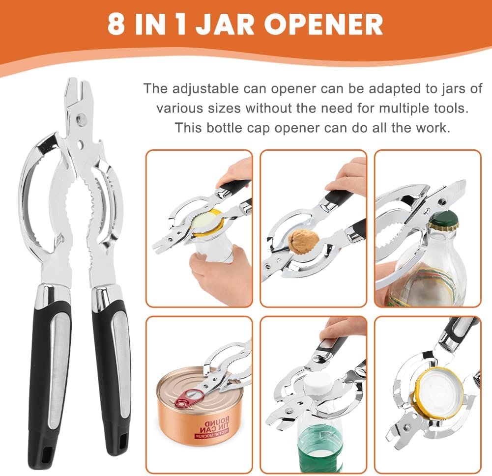 Skiennix Stainless Steel Jar Opener - Adjustable Tool for Weak & Arthritic Hands | Kitchen Gadget