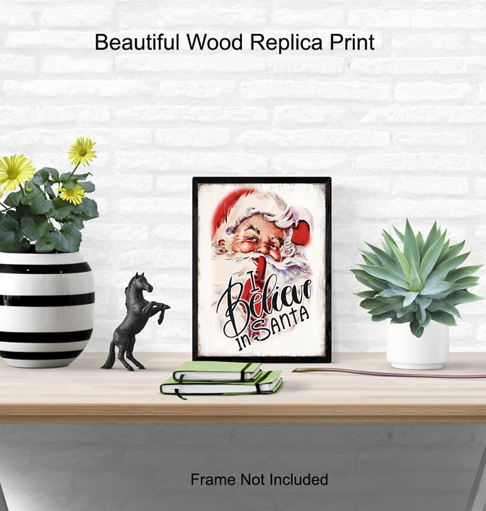 Retro Vintage Christmas Wall Art - Unique 11x14 Holiday Decor Featuring Santa Claus