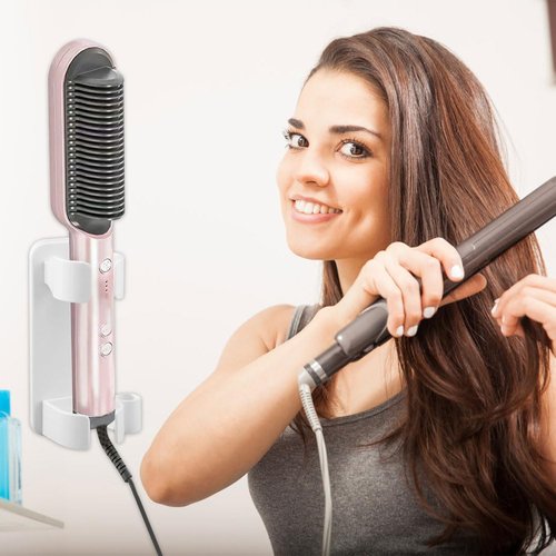 2Pack Curling Iron Holder Hot Tools Holder,Hair Dryer and Hair Tool Organizer Wall Mounted,Hairdressing Hanging Rack for Flat Irons,Curling Wands, Hair Straighteners,Combs