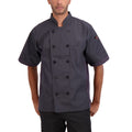 Happy Chef Men's Microvent Short Sleeve Lightweight Chef Coat, Charcoal, Large