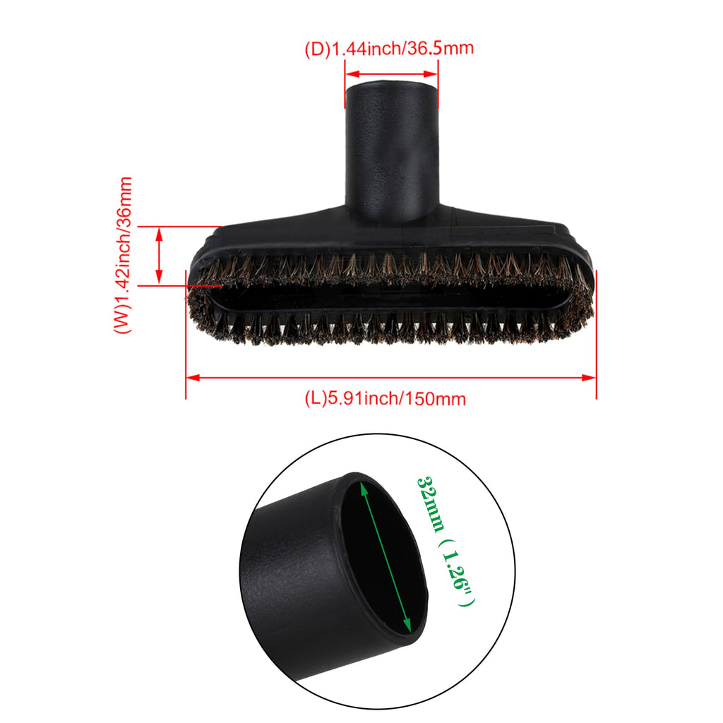 RDEXP Black Square Dusting Brush Horse Hair Fit 1.25" Vacuum Attachment Replacement Tool