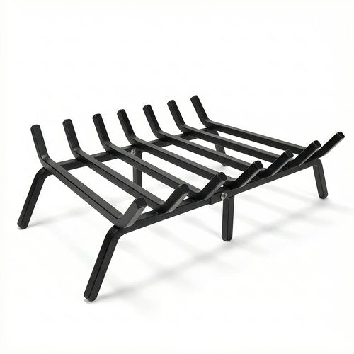 AXYCXIN 24 Inch Fireplace Grate, 1/2" Solid Steel Fireplace Log Holder, Heavy Duty Firewood Log Burning Rack with 7 Support Bars & 6 Support Legs for Indoor Outdoor Camping
