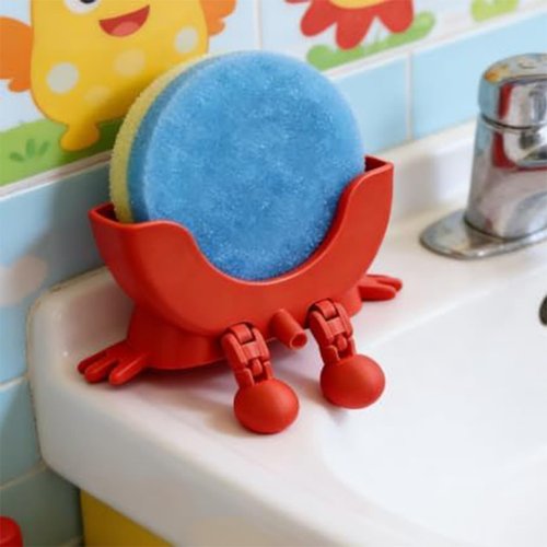 Cute Hanging Sponge Holder with Drainage, 3D Printed Sponge Holder, For Scrub Daddy Holder, Funny Sponge Stand for Kitchen Sink, Keeps Your Sponge Dry & Smiling, No sponge ﻿ (Black)