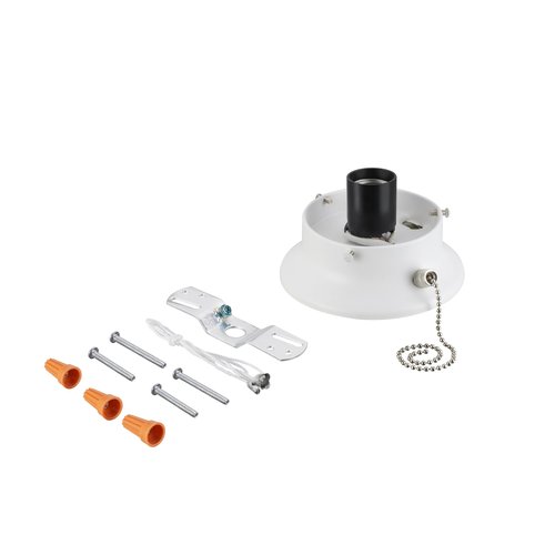 Aspen Creative 22101-03-1, Flush Mount Ceiling Fixture Shade Holder Kit with On/Off Pull Chain Switch in Matte White Finish 3-5/8" Fitter, 4-7/8" Diameter x 1-7/8" Height