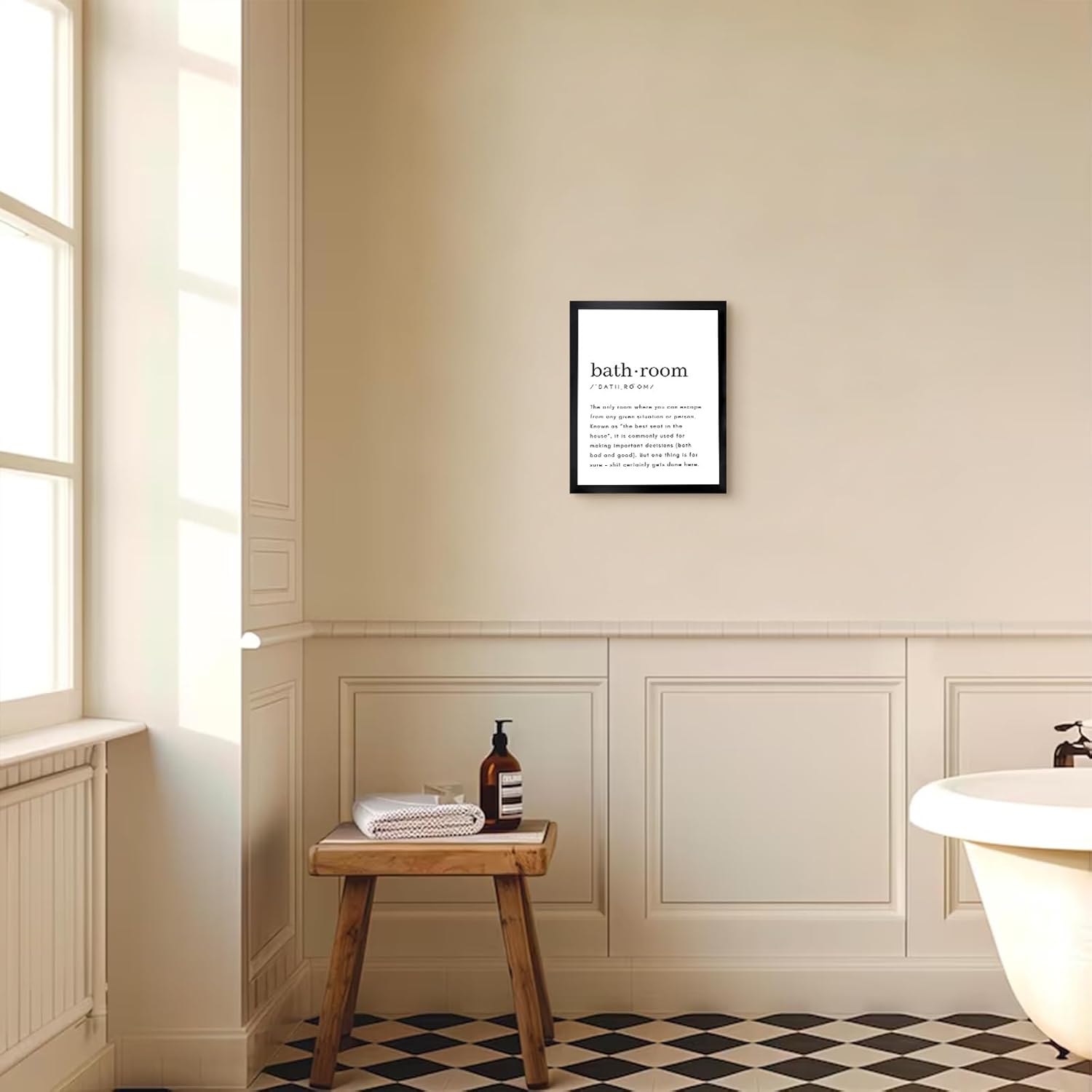 Regine Switzerland Bathroom Wall Art - Funny Definition Print | Minimalist Black Framed Canvas 8x10in