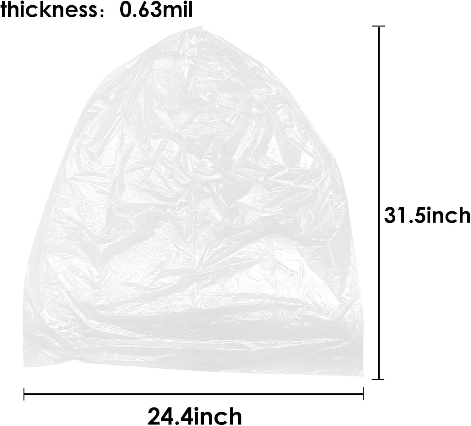 Teivio 13 Gallon Tall Kitchen Trash Bags - 60 Count Clear Garbage Bags for Home & Office
