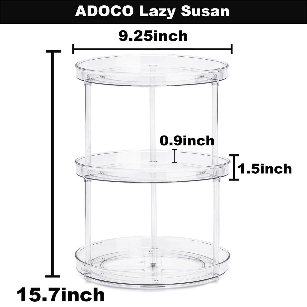 3 Tier Lazy Susan Bathroom Organizer, 9.25 Inch Clear Makeup Skincare Storage, Perfume Bathroom Organizer Countertop- Make Up Organizers and Storage