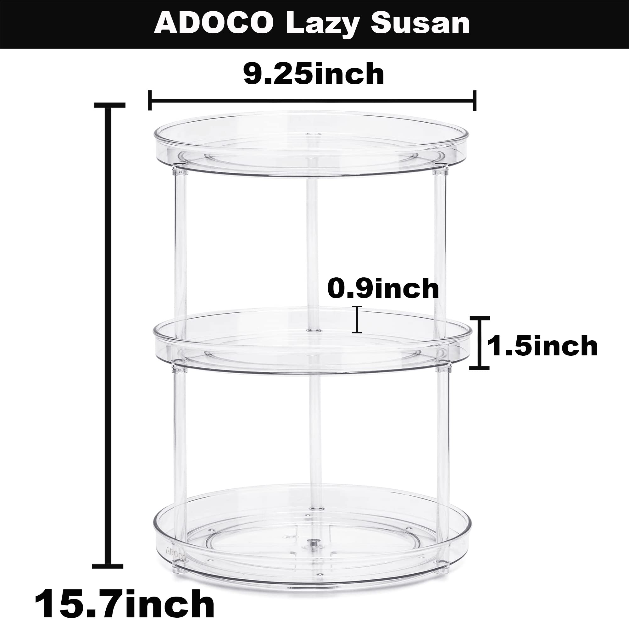 3 Tier Lazy Susan Bathroom Organizer, 9.25 Inch Clear Makeup Skincare Storage, Perfume Bathroom Organizer Countertop- Make Up Organizers and Storage
