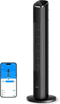 GoveeLife Black Tower Fan for Bedroom, 36" Smart Floor Fan with App/Voice Control, Temperature Sensor, 5 Modes 8 Speeds(25ft/s), 29dB Quiet Oscillating Fan for Office, 24H Timer, Auto Cooling