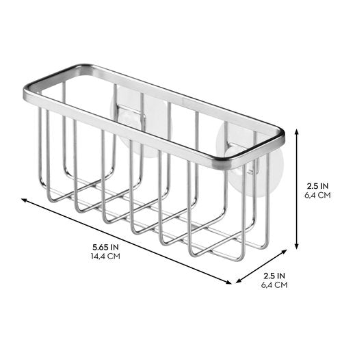 iDesign Stainless Steel Suction Sponge Holder, Kitchen Sink Sponge Caddy Organizer, 2-Pack, Polished