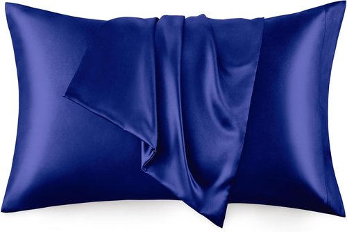 Love's Cabin Satin Pillowcase Set - Cooling Pillow Covers for Hair & Skin, 20x26 Inches, Navy