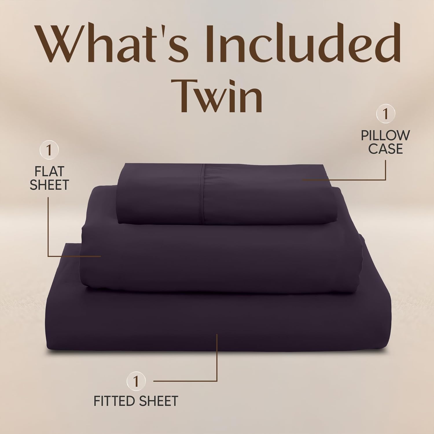 Utopia Bedding Twin Sheet Set - Soft & Breathable Microfiber 3-Piece Bed Sheets | Dark Purple
