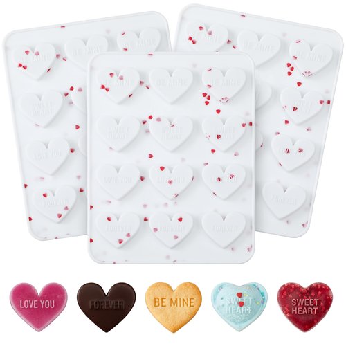 LOYIM 3 Sets 12 Holes Silicone Heart Shaped Cake Mold, Valentine Heart Shaped Silicone Muffin Pan for Valentine's Day Baking Muffins, Cupcakes, Tartlets, Egg Bites, Chocolate Muffin, Soaps