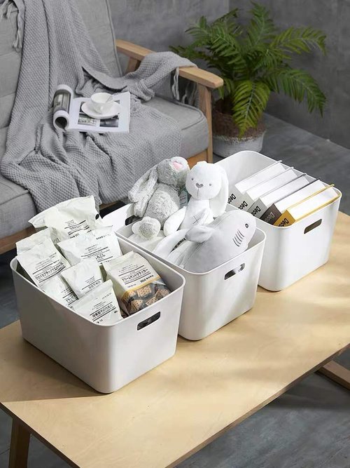 Amyup Set Of 8 Plastic Storage Bins,Versatile Kitchen Pantry Organization and Storage,for Plastic Storage Container Under Bed,Under Sink Bathroom Organizer (White, 8 Pack
