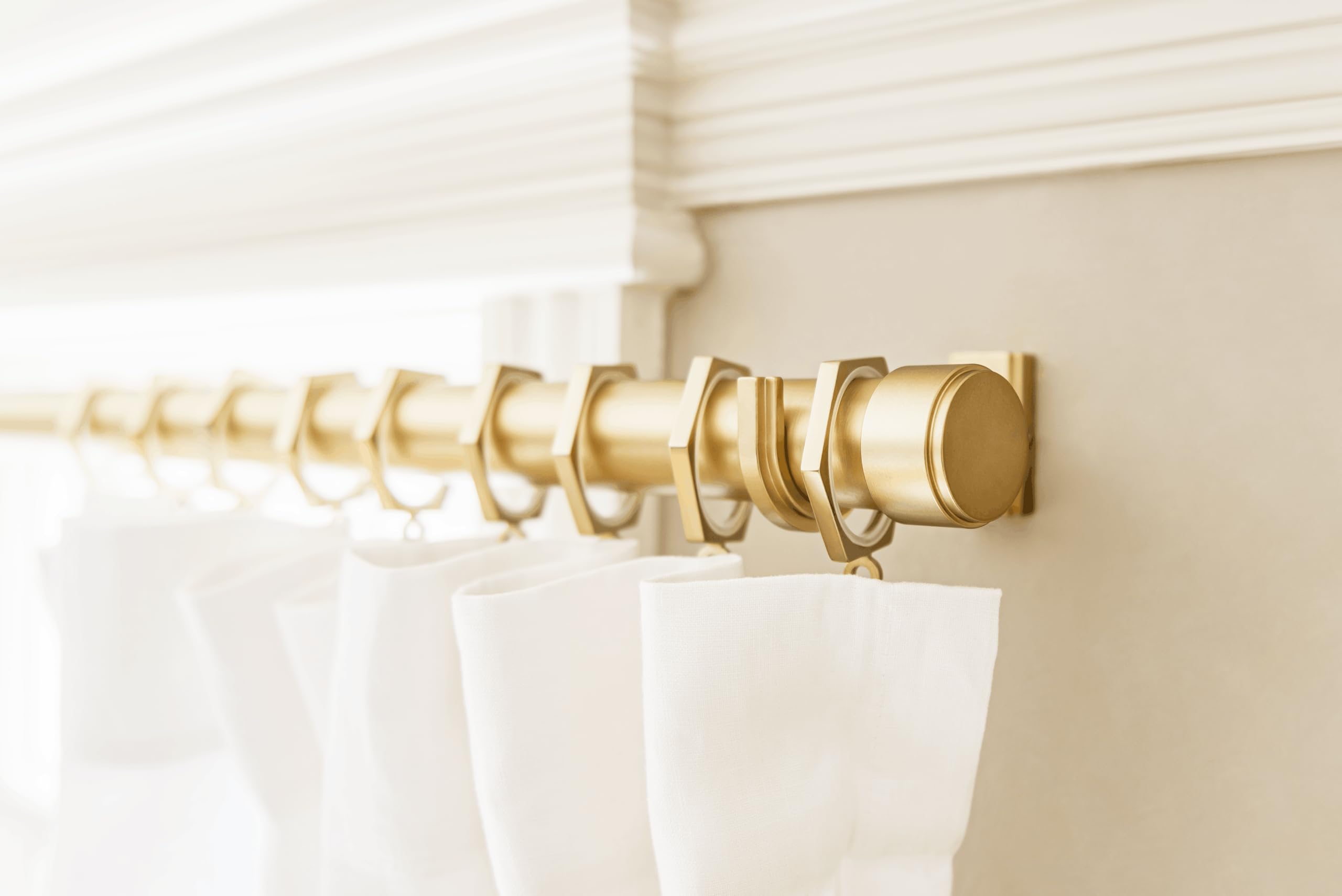 BlastHome® Non-Adjustable Luxury Curtain Rods for Windows, 1 ¼” Rod Set, 3 1/2 foot Fixed Length, Brushed Gold