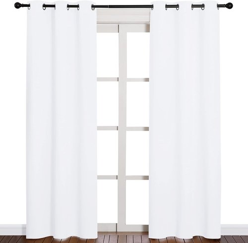 NICETOWN Curtain Set - 50% Light Reducing Drapes for Living Room | 2 Panels, 42" x 84", Pure White