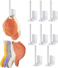 Durmmur Hat Racks - 8 Pack Stainless Steel Baseball Cap Organizer | Strong Adhesive & Wall Drilled, White