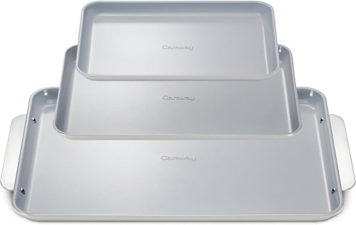 Caraway Non-Stick Ceramic Baking Sheet Trio - Non-Toxic & PTFE Free - 18"x13", 15"x10", 9"x13" - Gray