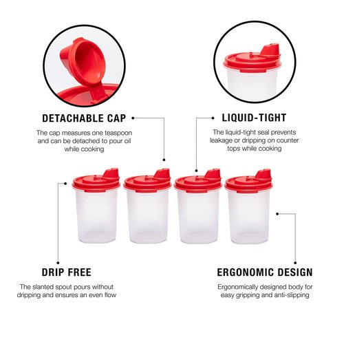 Tupperware Mini Magic Flow Oil Dispenser 440ml 4pc