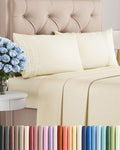 Skiennix Full Size 4-Piece Sheet Set - Ultra-Soft Cooling Bed Sheets - Deep Pockets, Wrinkle-Free, Off White