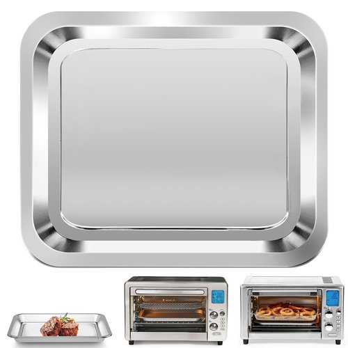 Air Fryer Grill Pan for Emeril Lagasse Everyday 360 Air Fryer, 12''×10'' Stainless Steel Air Fryer Accessories Replacement Crisper Tray Bake Pan, Not fit for Emeril Lagasse 26 QT 25 QT French Door