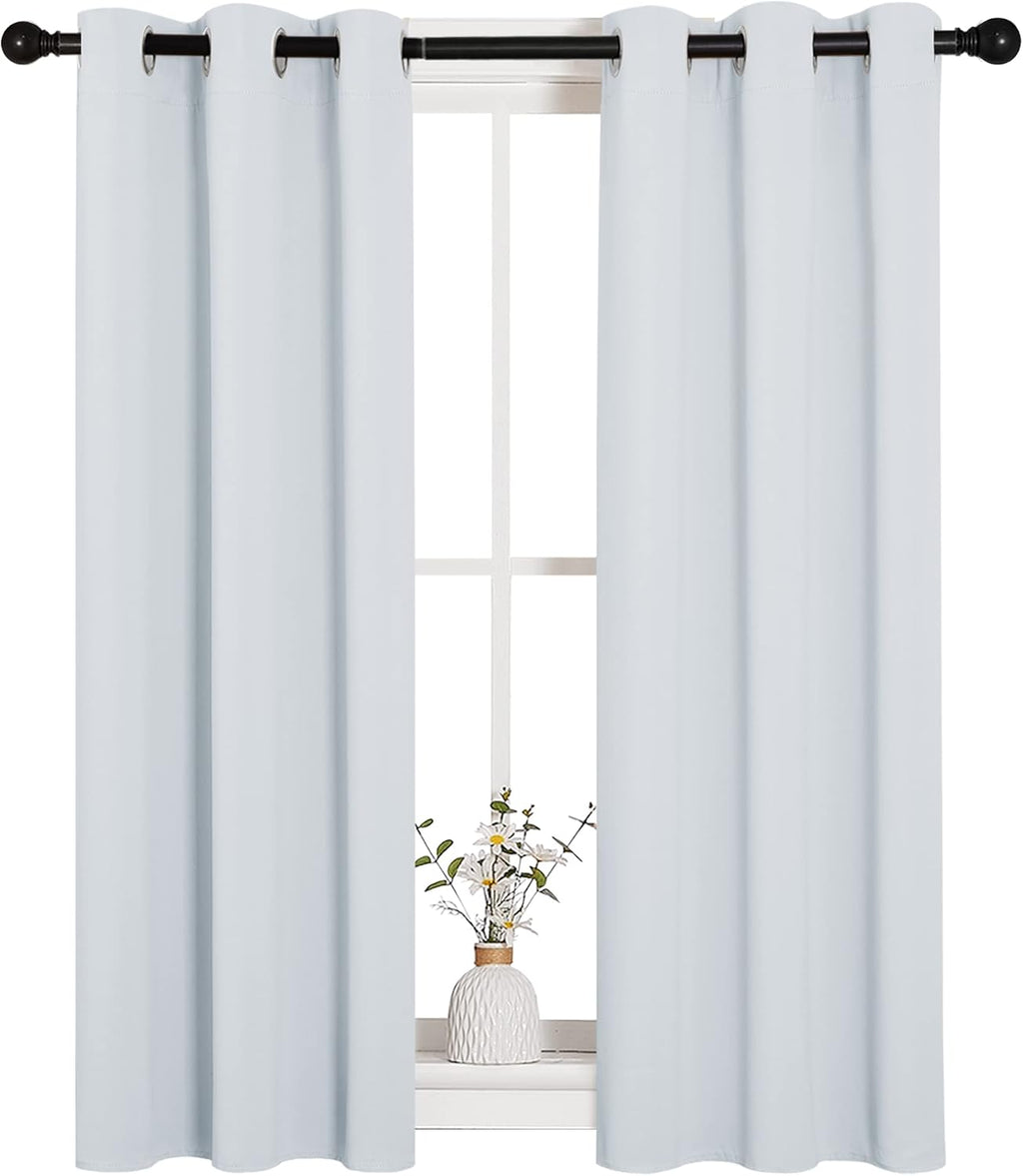 NICETOWN Room Darkening Curtains - Thermal Insulated Grommet Drapes for Bedroom | 2 Panels, 29x45, Platinum Greyish White