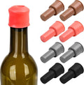 8PCS Silicone Wine Stopper for Wine Bottles, Reusable Sparkling Wine & Champagne Stopper, Double Seal Design to Keep Wine Fresh, Fits Most Bottles, 4 Colors (Grey, Red, Brown, Black)
