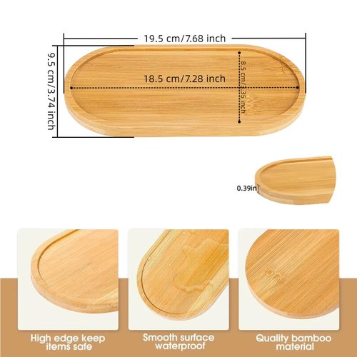 2PCS Bamboo Bathroom Trays - Suitable for The Bathroom,Kitchen,Breakfast Tray and Decorative Tray (7.68 in * 3.74 in)