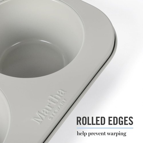 Martha Stewart Gallen 6-Cup Muffin Pan - Nonstick Carbon Steel Bakeware for Easy Release & Even Baking