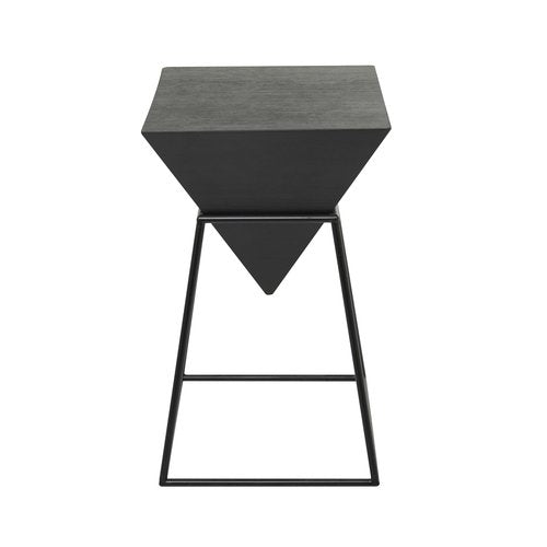 Deco 79 Wood Geometric Inverted Pyramid Accent Table with Black Metal Stand, 14" x 14" x 24", Black