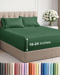 Skiennix Extra Deep Twin Sheet Set - 4-Piece Breathable Cooling Bedding - Soft Wrinkle-Free Emerald Green