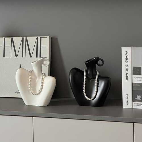 DecoVlog Ceramic Vase, Human Body Vase for Home Decor, Modern Minimalist Boho White Vase for Living Rooms, Bedrooms, Shelves, Dining Tables, Bathrooms, and Offices (White)