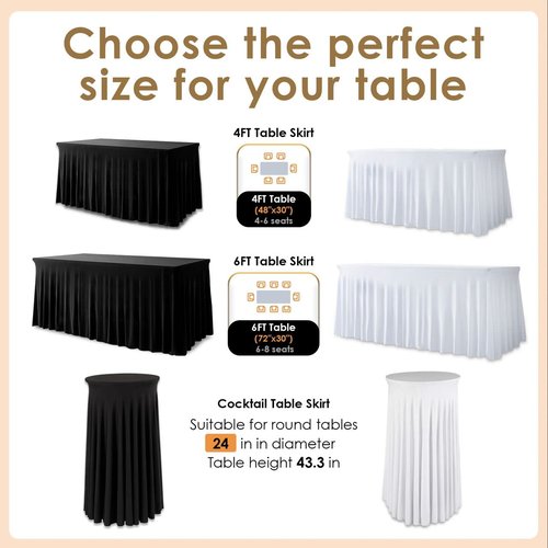 Your Magic Moment White Table Cloth Set of 4 for Rectangle Table Cover for 6 Foot Tables White Cover 6ft Spandex Table Covers 6ft Table Skirts for Rectangle Table