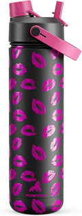 POWCAN 26 oz Insulated Water Bottle - 2-in-1 Straw & Spout Lid, Keeps Drinks Cold 24H | Midnight Kiss