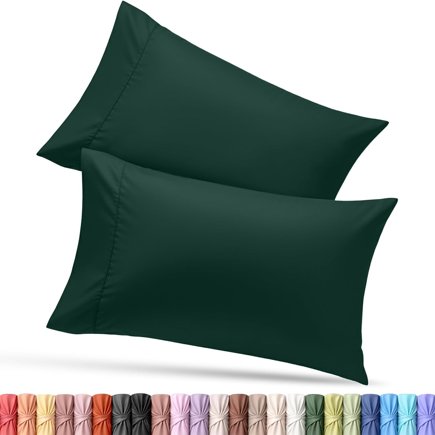 Utopia Bedding Queen Pillow Cases - Soft Brushed Microfiber - 2 Pack, Fade Resistant | Emerald 20 x 30 Inches
