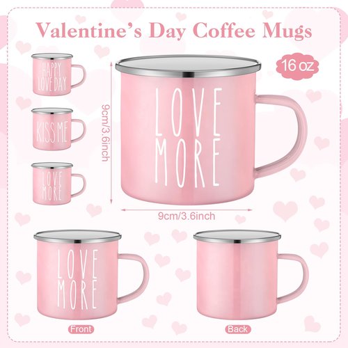Mumufy 9 Pcs Valentine's Day Coffee Mugs 12 oz Valentine's Day Enamel Mug Romantic Coffee Mug Outdoor Camper Mug Kiss Love Sign Camping Tea Cup for Valentine's Day Party Campfire