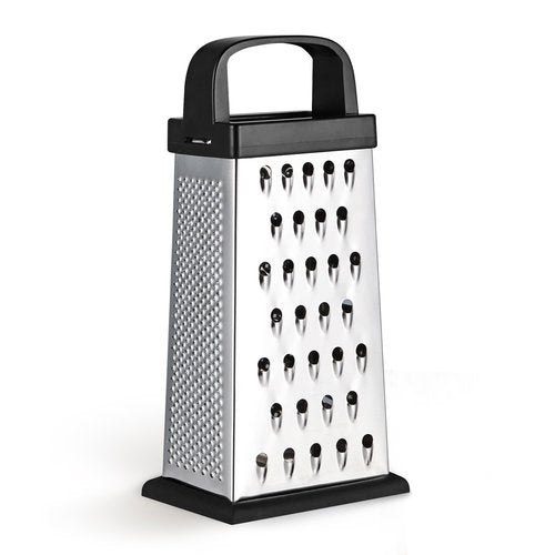 Cheese Grater, 8 IN Size 4-Sided Stainless Steel Grater, Food Shredder for Cheese, Parmesan, Vegetable, Dishwasher Safe, Black