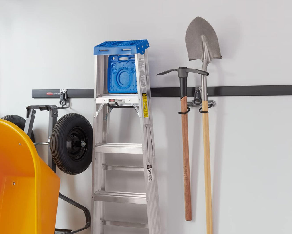 Rubbermaid FastTrack 2-Handle Hook - Space-Saving Garage Storage Solution | Metallic Powder-Coated Steel for Rakes, Brooms, Toys, Ladders