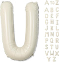 **Big Letters Balloon U - 40 Inch Cream White Sand Helium Mylar Alphabet for Custom Name Decor**