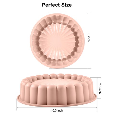 FunSiltasy 10 Inch Silicone Cake With 8 Inch Pan Set (2 Pack) - Nonstick Baking Mold for Pound Cake, Jello, Bread & Brownies, Dishwasher Safe