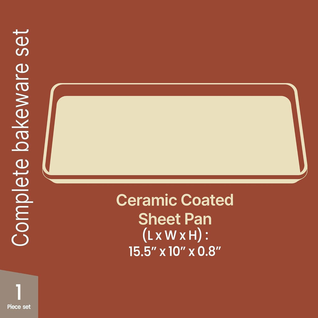 Premium Non-Stick Ceramic Baking Sheet Pan - Aluminized Steel, PFOA & PFAS Free - Perfect for Baking & Roasting - Medium Size (15.5" x 10") | Gold