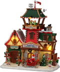 Lemax North Pole Control Tower - White & Red Resin Sculpture with Illuminations | 2022 Edition