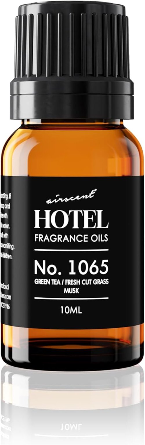 AirScent Hotel Diffuser Oil No. 1065 - Green Tea & Fresh Cut Grass - Premium Fragrance for Diffusers | 10 mL Glass Dropper Bottle
