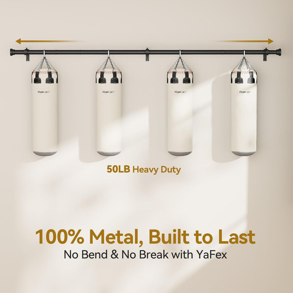 YaFex Curtain Rods - Heavy Duty 1 Inch Adjustable Window Treatment Rods | 32-170 Inch, Modern Black Design