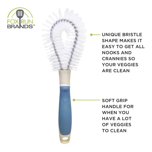 Fox Run Vegetable Cleaning Brush, Rubber Handle Produce Scrubbing Brush