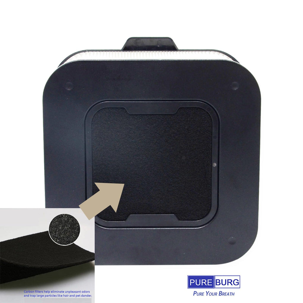 PUREBURG Replacement Filter Kit Compatible with Mila Air Purifier, H13 HEPA (with 2 filter Sock) Activated Carbon For Air Clean Dust VOCs Odor