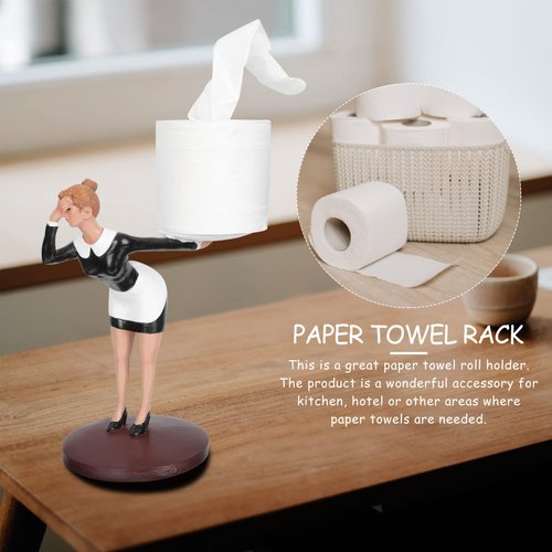 Uonlytech Vertical Tissue Storage Rack Creative Maid Paper Towel Holder Desktop Roll Holder for Kitchen Bathroom Home Organization 11.41X7.87X5.11 Inch