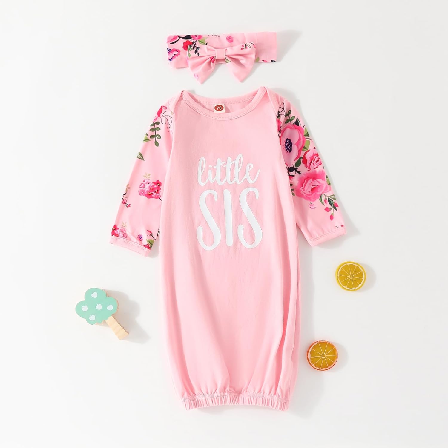 AMAWMW Newborn Baby Girl Sleeper Gown - Long Sleeve Stripe Nightgown | Perfect Gift Essentials
