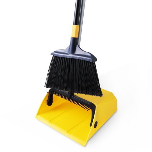 Yocada Commercial Broom and Dustpan Set with Comb Commercial Outdoor Indoor for Courtyard Garage Lobby Mall Market Floor Home Kitchen Room Office Pet Hair Rubbish