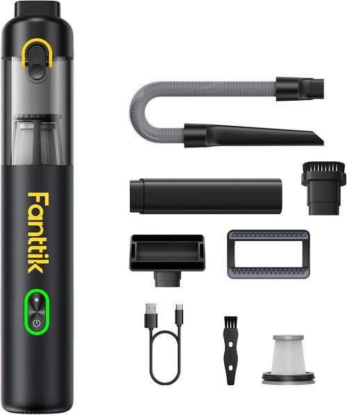 Fanttik V8 Mate Cordless Car Vacuum - Powerful 13000PA Suction, Portable Mini Design | Handheld for Car & Office (Black)